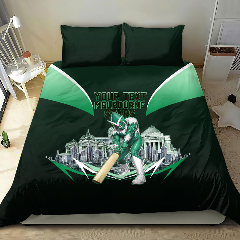 Personalised Melbourne Stars Cricket Mascot Skyline Bedding Set Comic Style Superhero Mascot Fan Art Graphic