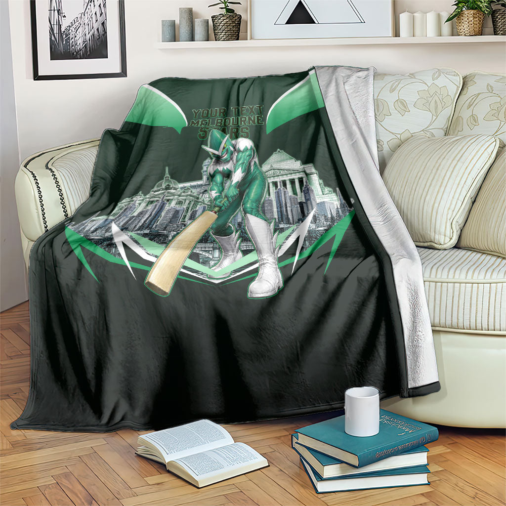 Personalised Melbourne Stars Cricket Mascot Skyline Blanket Comic Style Superhero Mascot Fan Art Graphic
