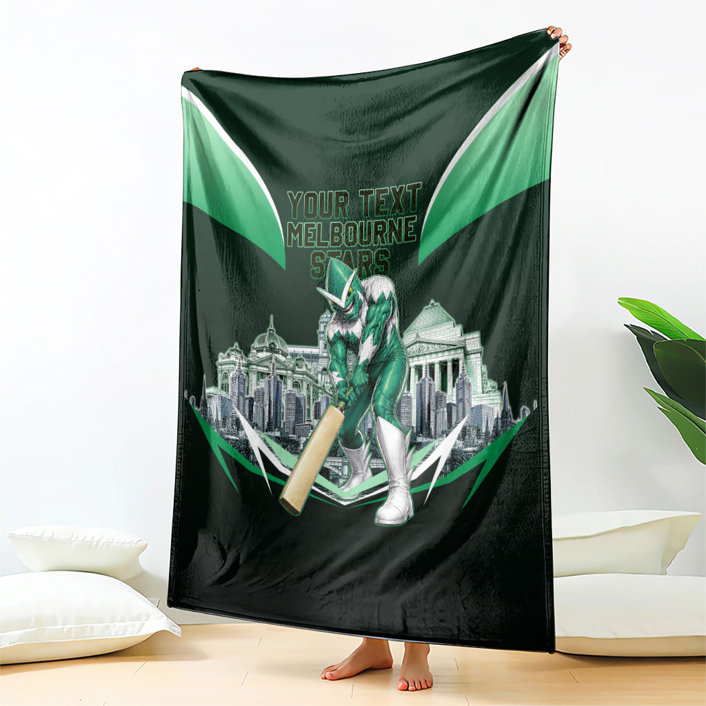 Personalised Melbourne Stars Cricket Mascot Skyline Blanket Comic Style Superhero Mascot Fan Art Graphic