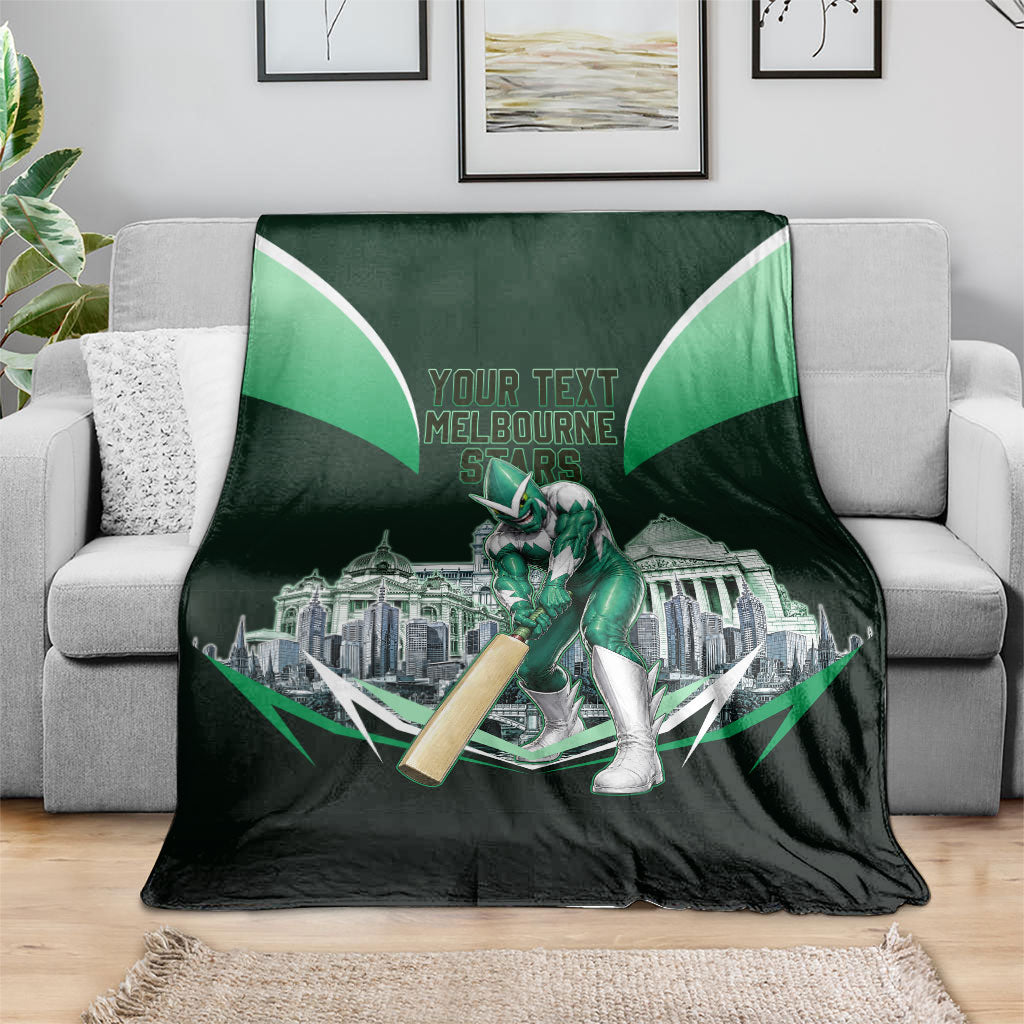 Personalised Melbourne Stars Cricket Mascot Skyline Blanket Comic Style Superhero Mascot Fan Art Graphic