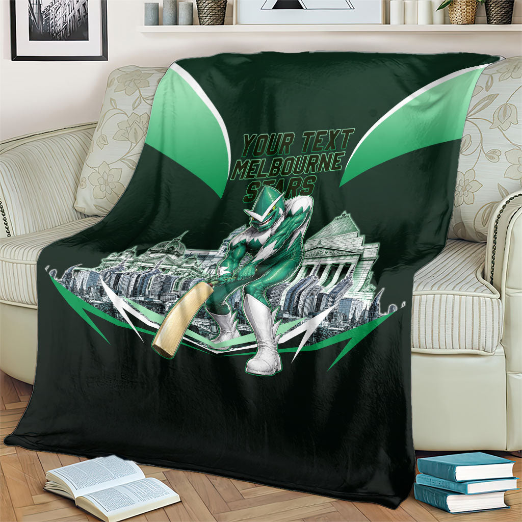 Personalised Melbourne Stars Cricket Mascot Skyline Blanket Comic Style Superhero Mascot Fan Art Graphic