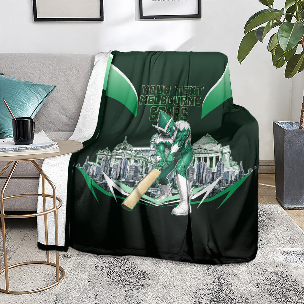 Personalised Melbourne Stars Cricket Mascot Skyline Blanket Comic Style Superhero Mascot Fan Art Graphic