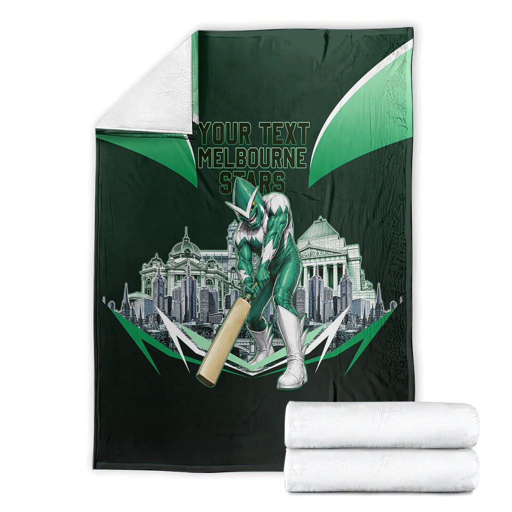 Personalised Melbourne Stars Cricket Mascot Skyline Blanket Comic Style Superhero Mascot Fan Art Graphic