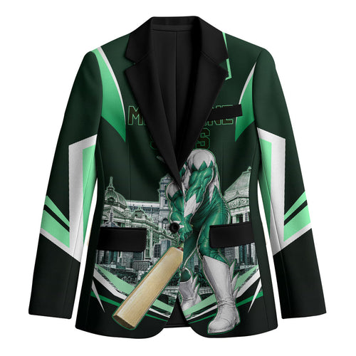 Personalised Melbourne Stars Cricket Mascot Skyline Blazer Comic Style Superhero Mascot Fan Art Graphic