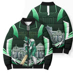 Personalised Melbourne Stars Cricket Mascot Skyline Bomber Puffer Jacket Comic Style Superhero Mascot Fan Art Graphic