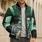 Personalised Melbourne Stars Cricket Mascot Skyline Bomber Puffer Jacket Comic Style Superhero Mascot Fan Art Graphic