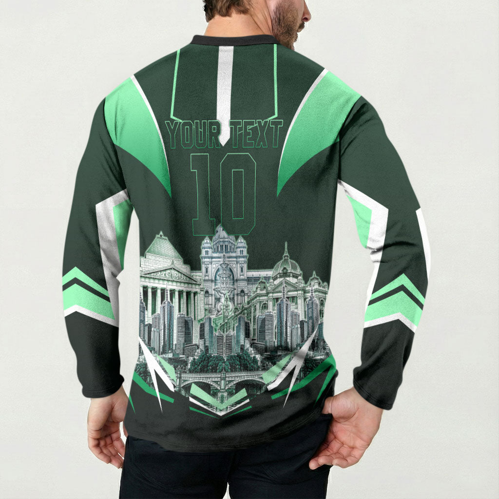 Personalised Melbourne Stars Cricket Mascot Skyline Button Sweatshirt Comic Style Superhero Mascot Fan Art Graphic