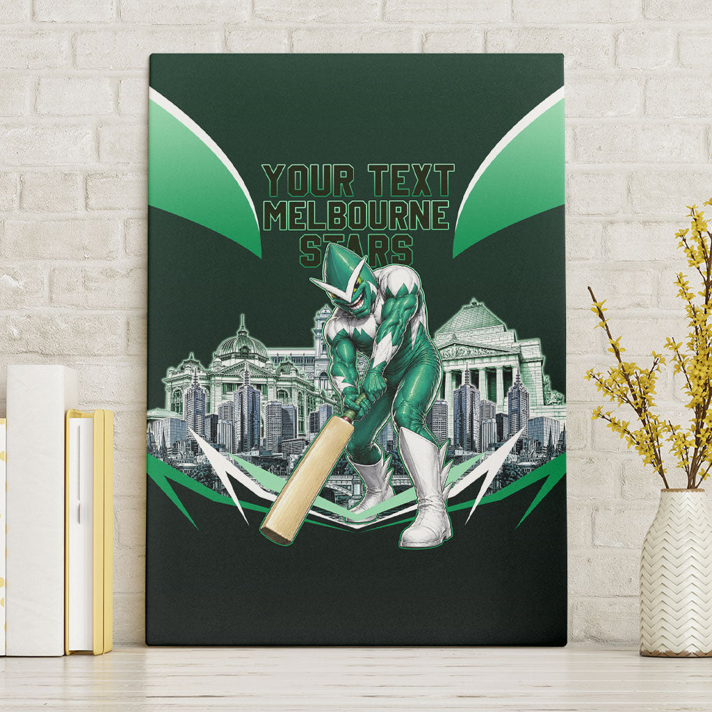 Personalised Melbourne Stars Cricket Mascot Skyline Canvas Wall Art Comic Style Superhero Mascot Fan Art Graphic