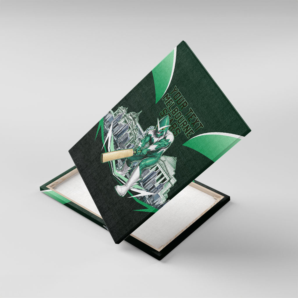 Personalised Melbourne Stars Cricket Mascot Skyline Canvas Wall Art Comic Style Superhero Mascot Fan Art Graphic