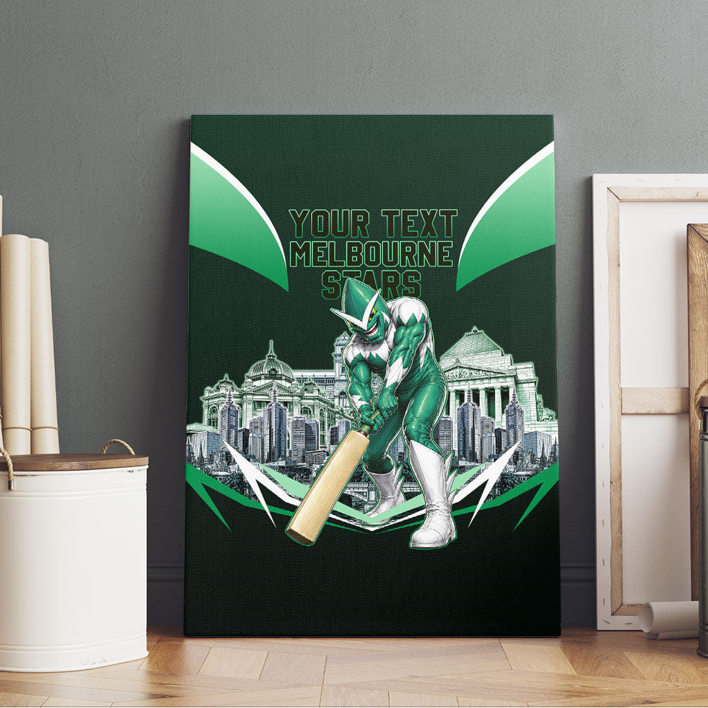 Personalised Melbourne Stars Cricket Mascot Skyline Canvas Wall Art Comic Style Superhero Mascot Fan Art Graphic