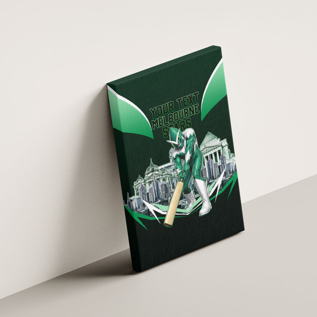 Personalised Melbourne Stars Cricket Mascot Skyline Canvas Wall Art Comic Style Superhero Mascot Fan Art Graphic