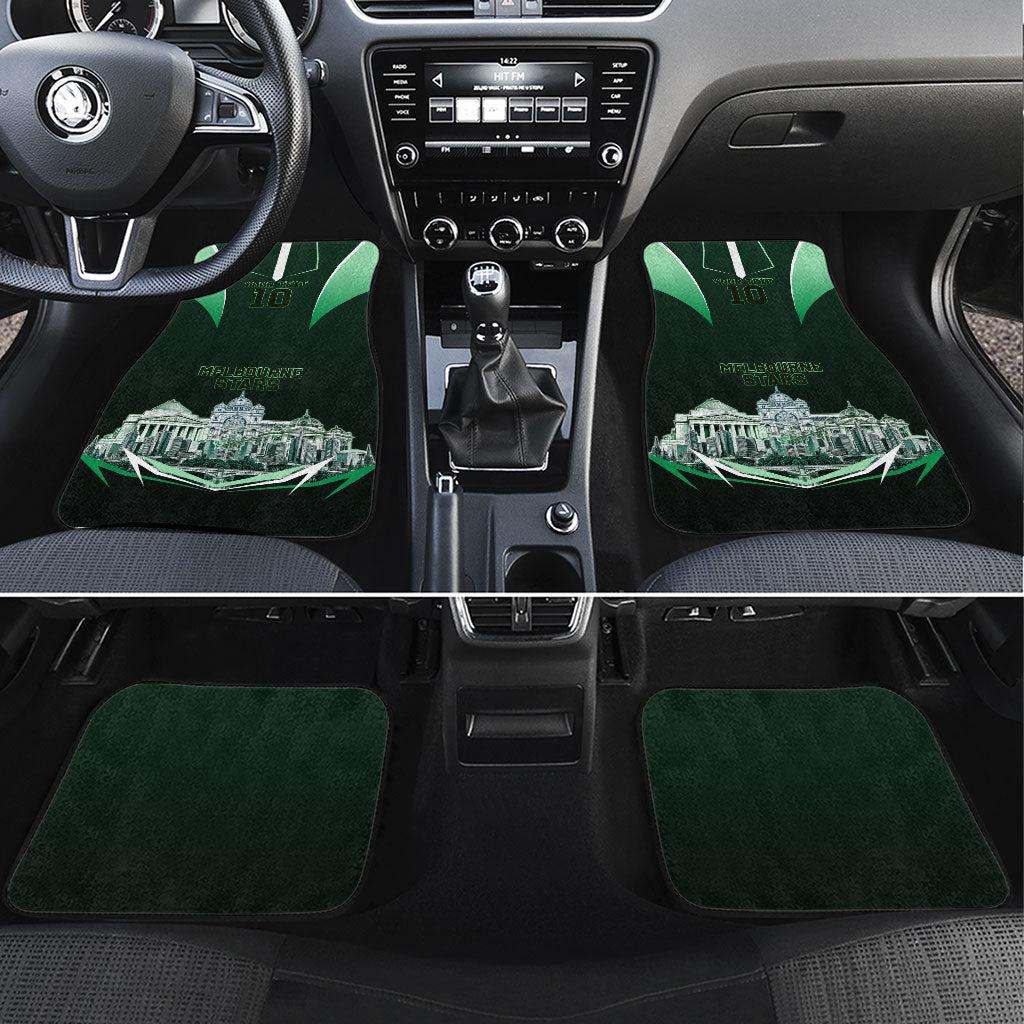 Personalised Melbourne Stars Cricket Mascot Skyline Car Mats Comic Style Superhero Mascot Fan Art Graphic