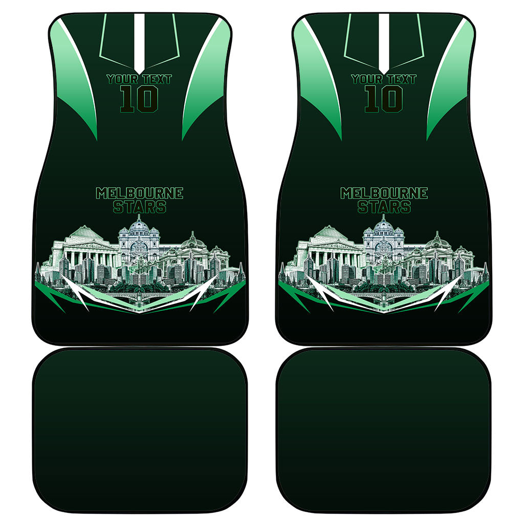 Personalised Melbourne Stars Cricket Mascot Skyline Car Mats Comic Style Superhero Mascot Fan Art Graphic