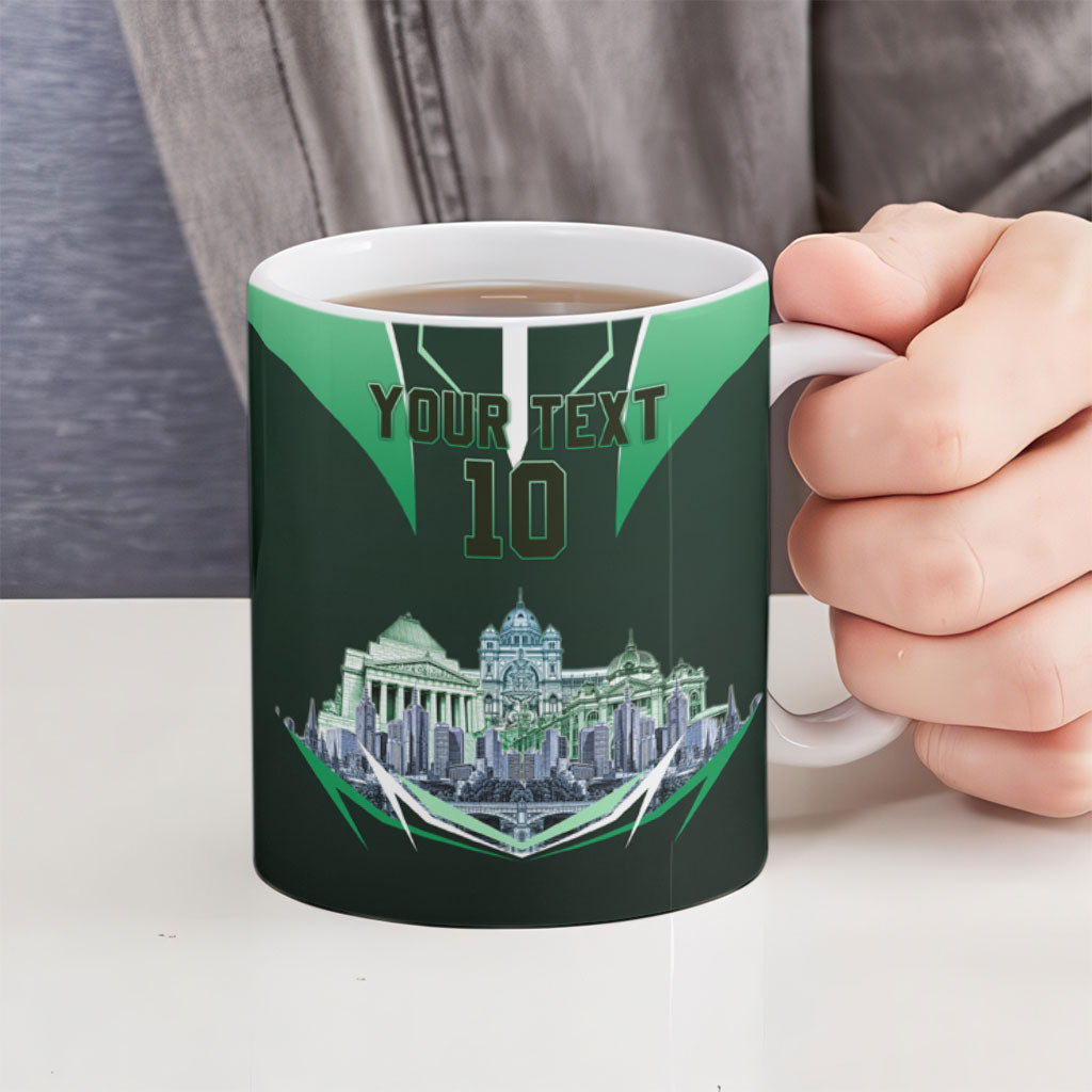 Personalised Melbourne Stars Cricket Mascot Skyline Ceramic Mug Comic Style Superhero Mascot Fan Art Graphic