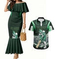 Personalised Melbourne Stars Cricket Mascot Skyline Couples Matching Mermaid Dress and Hawaiian Shirt Comic Style Superhero Mascot Fan Art Graphic
