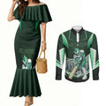Personalised Melbourne Stars Cricket Mascot Skyline Couples Matching Mermaid Dress and Long Sleeve Button Shirt Comic Style Superhero Mascot Fan Art Graphic