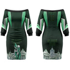 Personalised Melbourne Stars Cricket Mascot Skyline Couples Matching Off The Shoulder Long Sleeve Dress and Long Sleeve Button Shirt Comic Style Superhero Mascot Fan Art Graphic