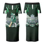 Personalised Melbourne Stars Cricket Mascot Skyline Couples Matching Puletasi and Long Sleeve Button Shirt Comic Style Superhero Mascot Fan Art Graphic