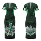 Personalised Melbourne Stars Cricket Mascot Skyline Couples Matching Short Sleeve Bodycon Dress and Long Sleeve Button Shirt Comic Style Superhero Mascot Fan Art Graphic