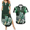 Personalised Melbourne Stars Cricket Mascot Skyline Couples Matching Summer Maxi Dress and Hawaiian Shirt Comic Style Superhero Mascot Fan Art Graphic