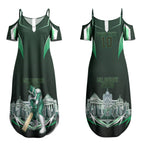 Personalised Melbourne Stars Cricket Mascot Skyline Couples Matching Summer Maxi Dress and Long Sleeve Button Shirt Comic Style Superhero Mascot Fan Art Graphic
