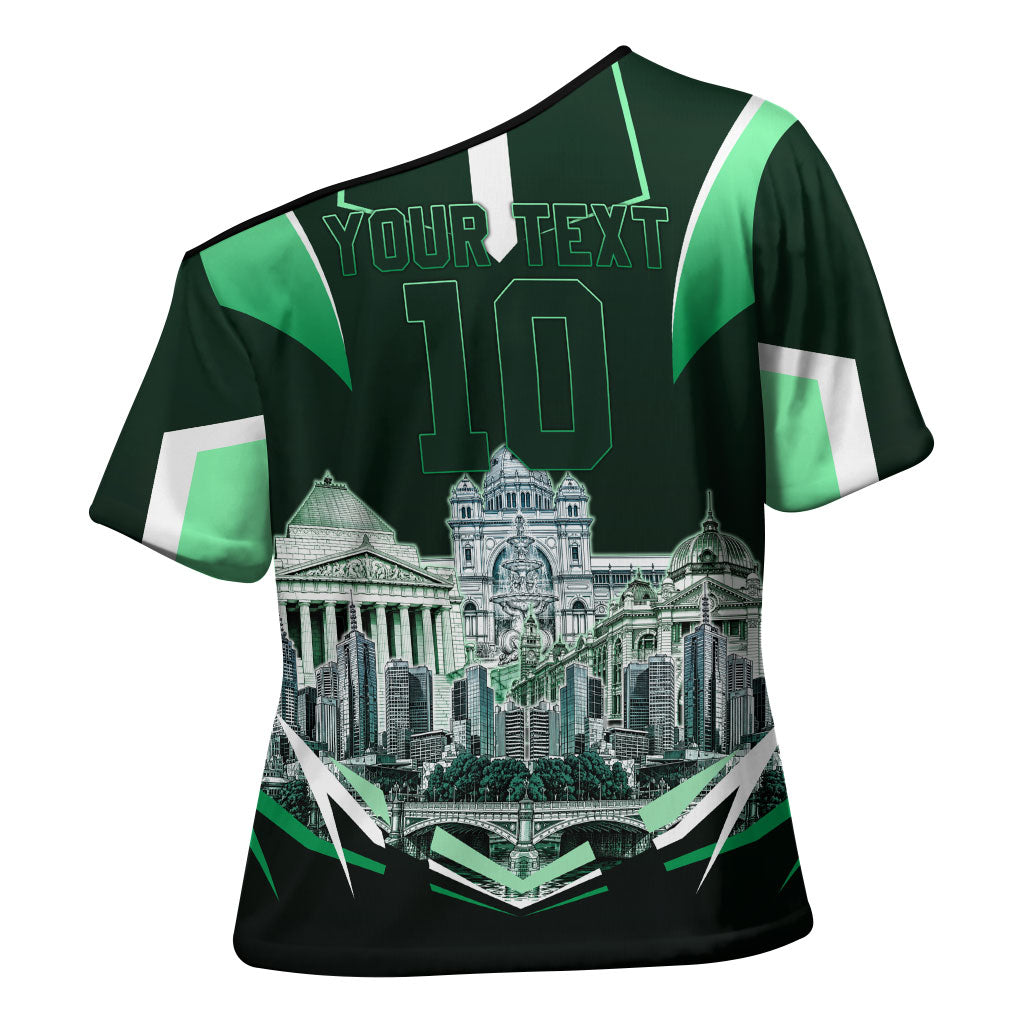 Personalised Melbourne Stars Cricket Mascot Skyline Cross Shoulder Shirt Comic Style Superhero Mascot Fan Art Graphic