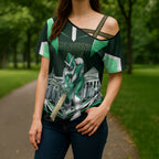 Personalised Melbourne Stars Cricket Mascot Skyline Cross Shoulder Shirt Comic Style Superhero Mascot Fan Art Graphic