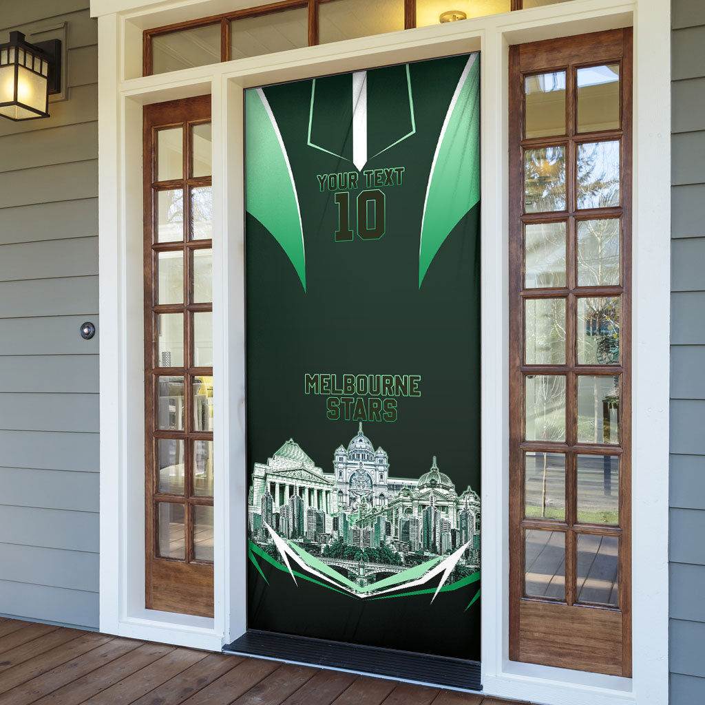 Personalised Melbourne Stars Cricket Mascot Skyline Door Cover Comic Style Superhero Mascot Fan Art Graphic