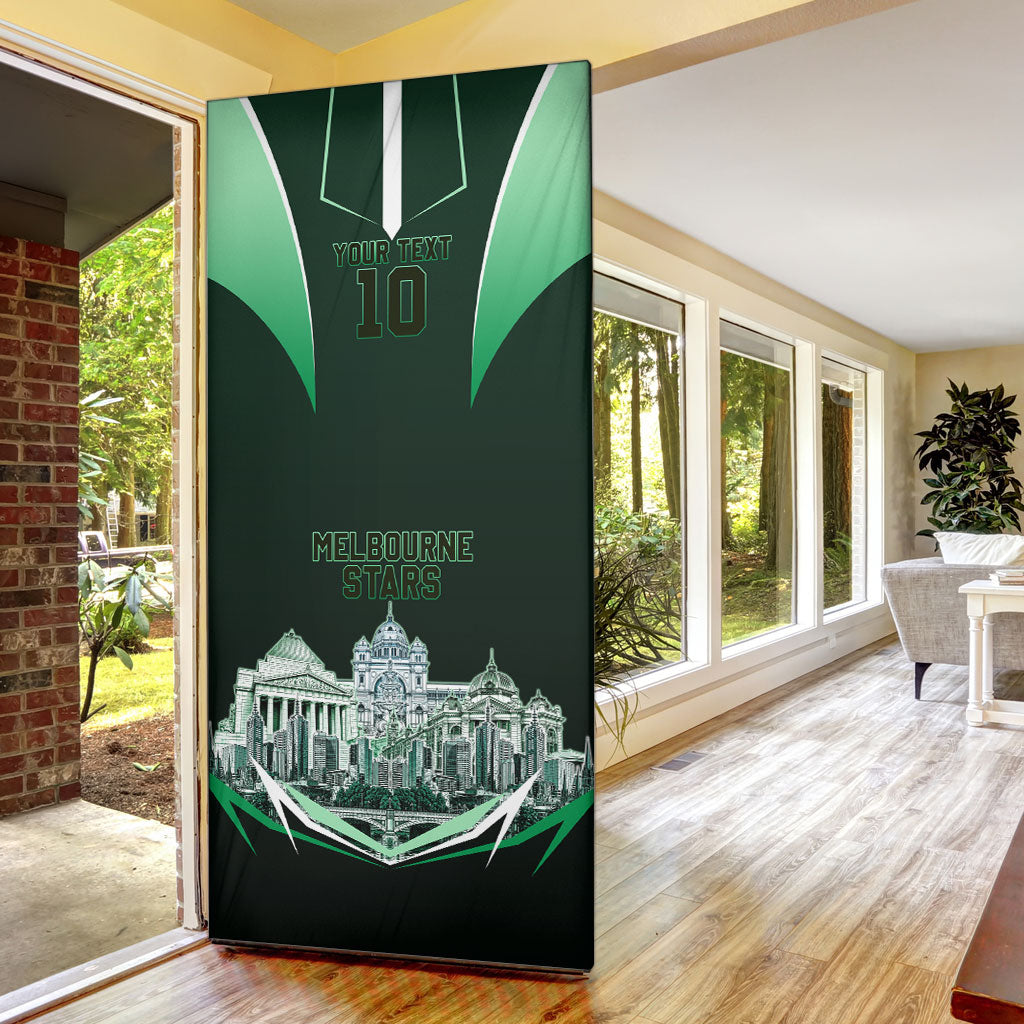 Personalised Melbourne Stars Cricket Mascot Skyline Door Cover Comic Style Superhero Mascot Fan Art Graphic