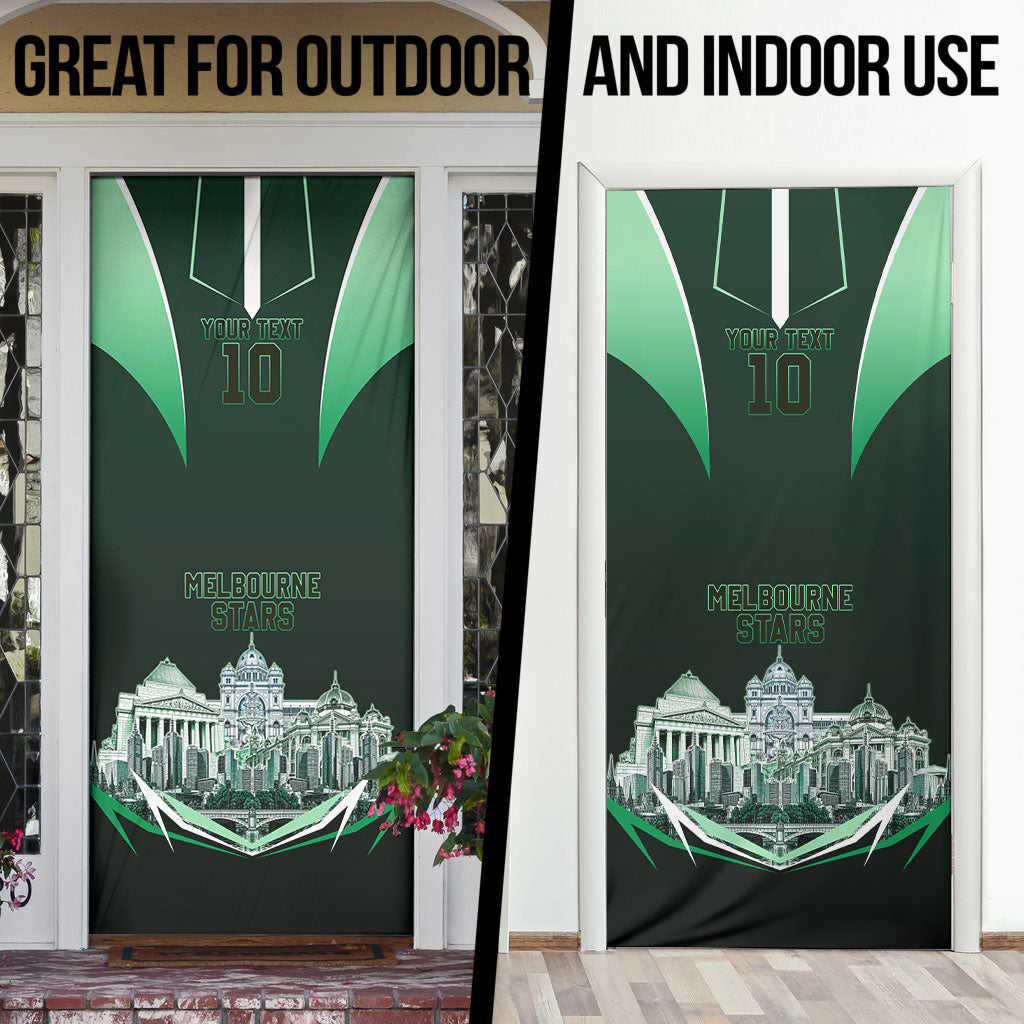 Personalised Melbourne Stars Cricket Mascot Skyline Door Cover Comic Style Superhero Mascot Fan Art Graphic