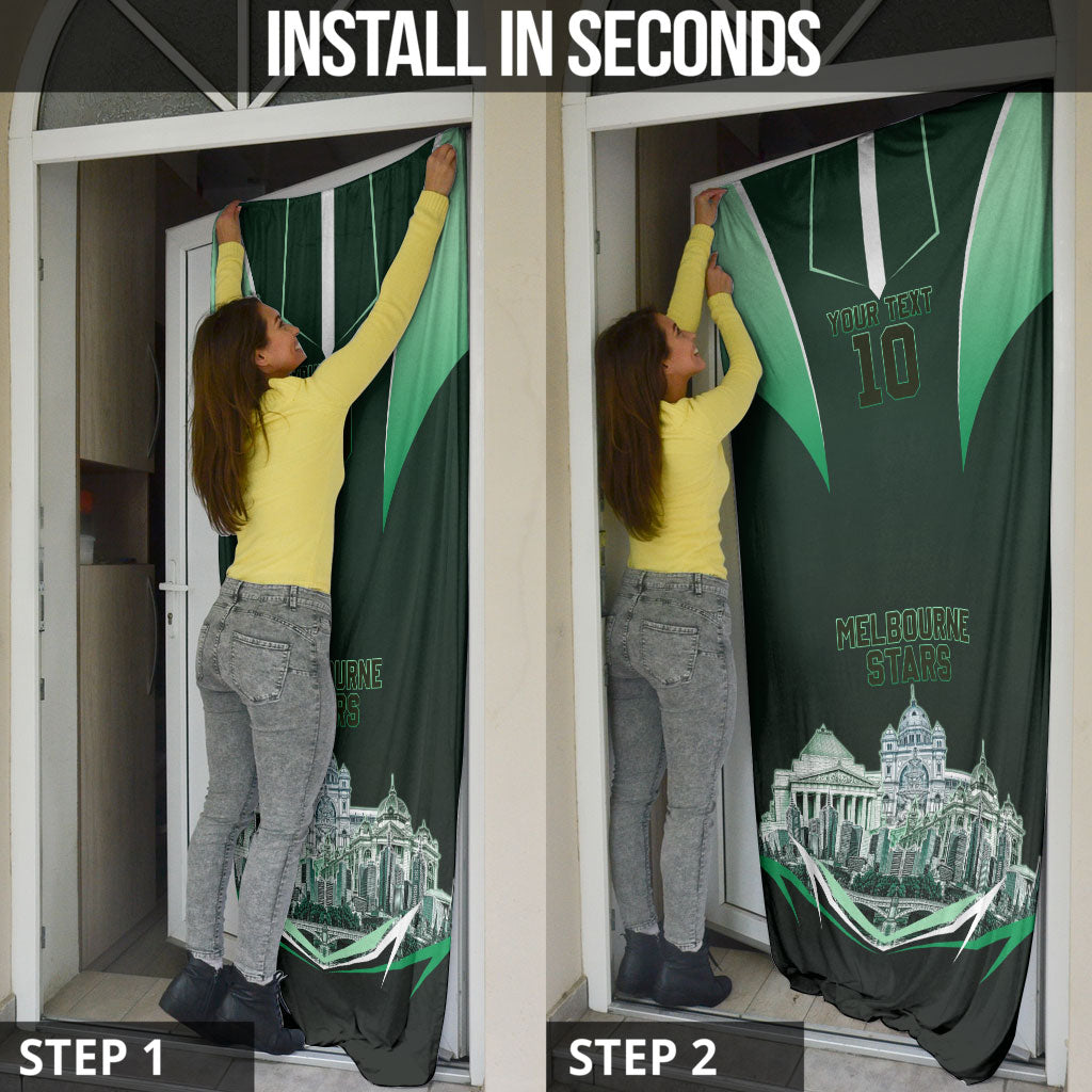 Personalised Melbourne Stars Cricket Mascot Skyline Door Cover Comic Style Superhero Mascot Fan Art Graphic