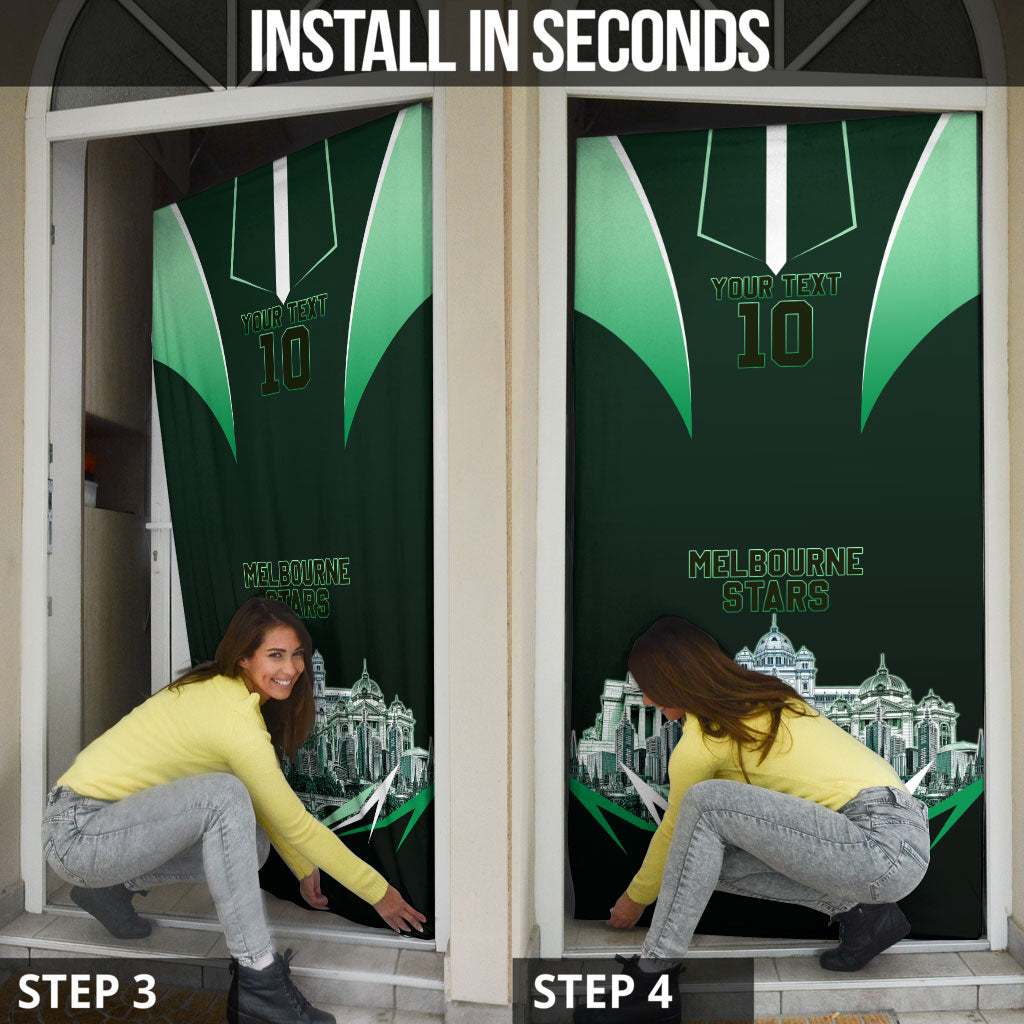 Personalised Melbourne Stars Cricket Mascot Skyline Door Cover Comic Style Superhero Mascot Fan Art Graphic