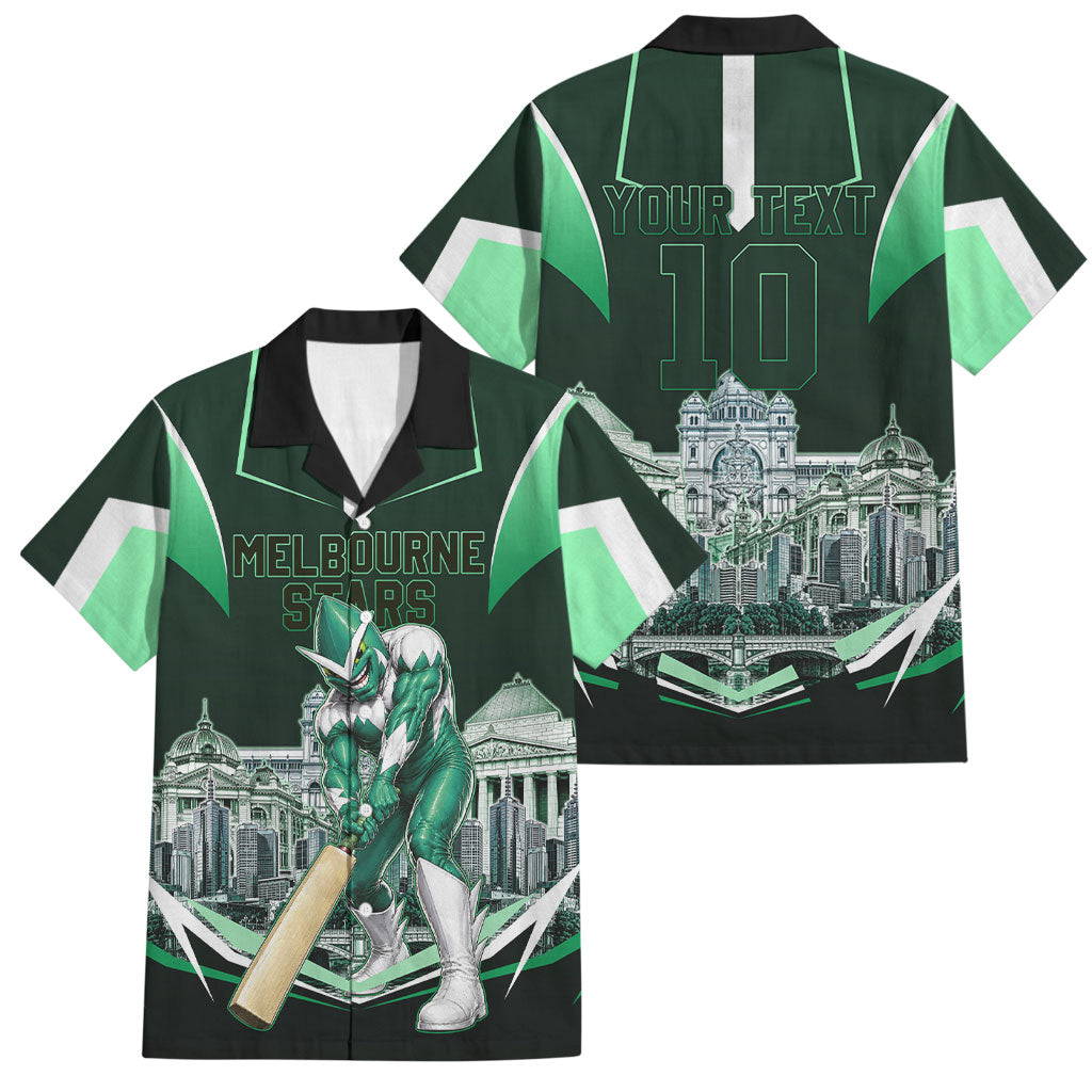 Personalised Melbourne Stars Cricket Mascot Skyline Family Matching Summer Maxi Dress and Hawaiian Shirt Comic Style Superhero Mascot Fan Art Graphic
