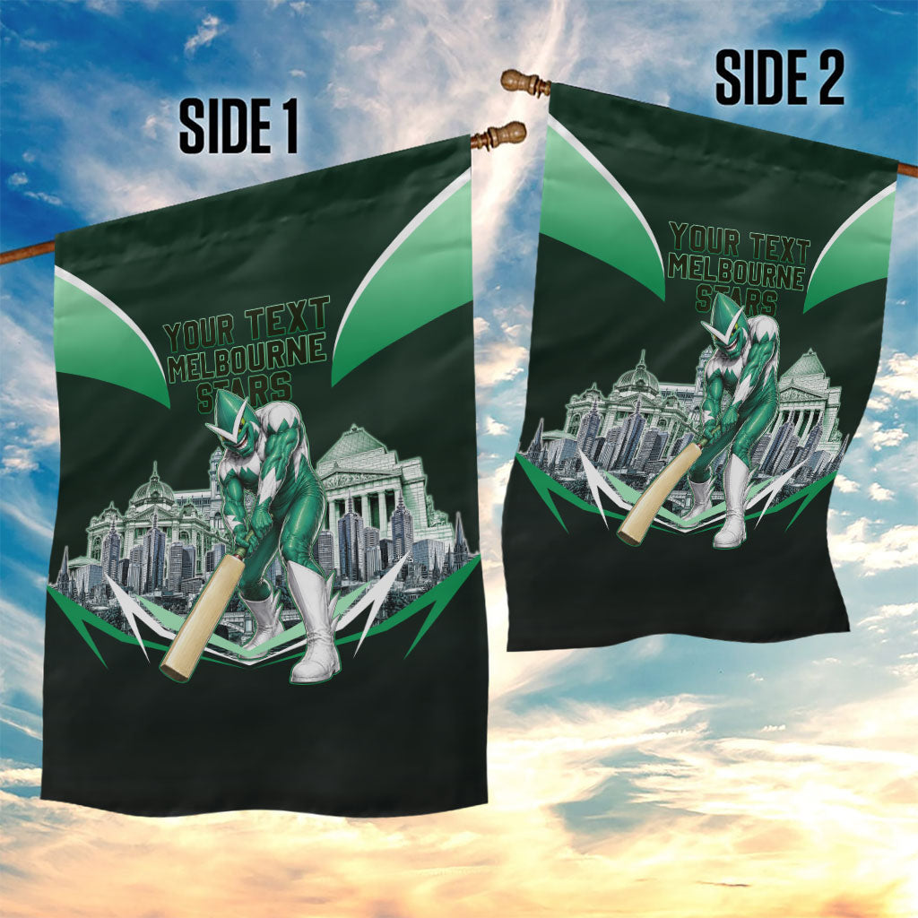 Personalised Melbourne Stars Cricket Mascot Skyline Garden Flag Comic Style Superhero Mascot Fan Art Graphic