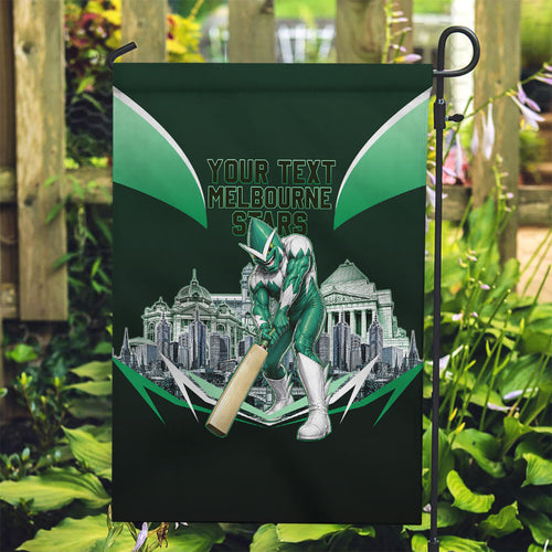 Personalised Melbourne Stars Cricket Mascot Skyline Garden Flag Comic Style Superhero Mascot Fan Art Graphic