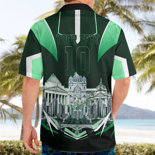 Personalised Melbourne Stars Cricket Mascot Skyline Hawaiian Shirt Comic Style Superhero Mascot Fan Art Graphic
