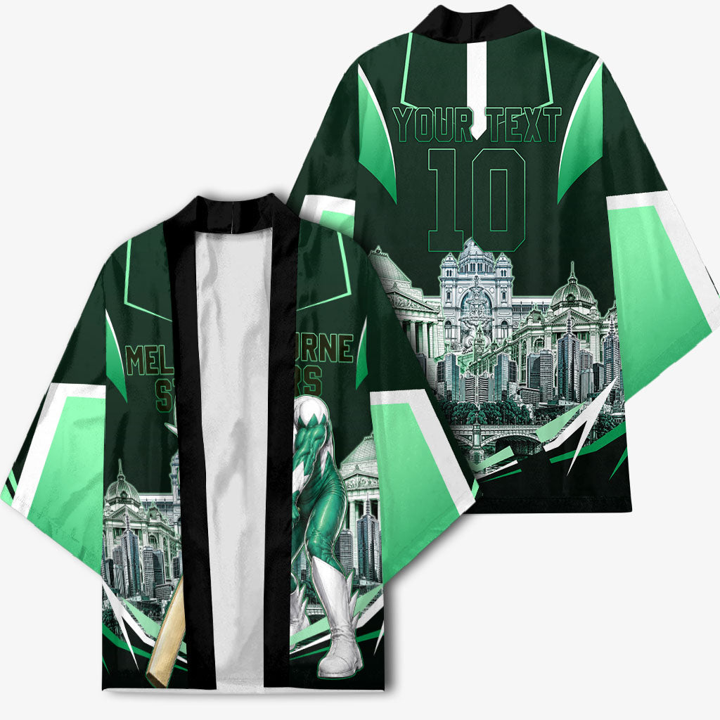 Personalised Melbourne Stars Cricket Mascot Skyline Kimono Comic Style Superhero Mascot Fan Art Graphic