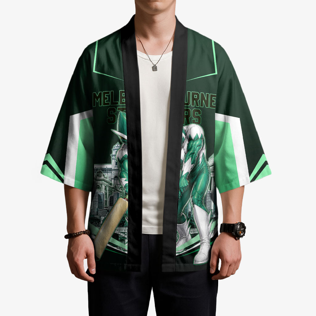 Personalised Melbourne Stars Cricket Mascot Skyline Kimono Comic Style Superhero Mascot Fan Art Graphic