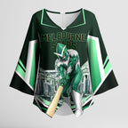Personalised Melbourne Stars Cricket Mascot Skyline Kimono Sleeve Blouse Comic Style Superhero Mascot Fan Art Graphic