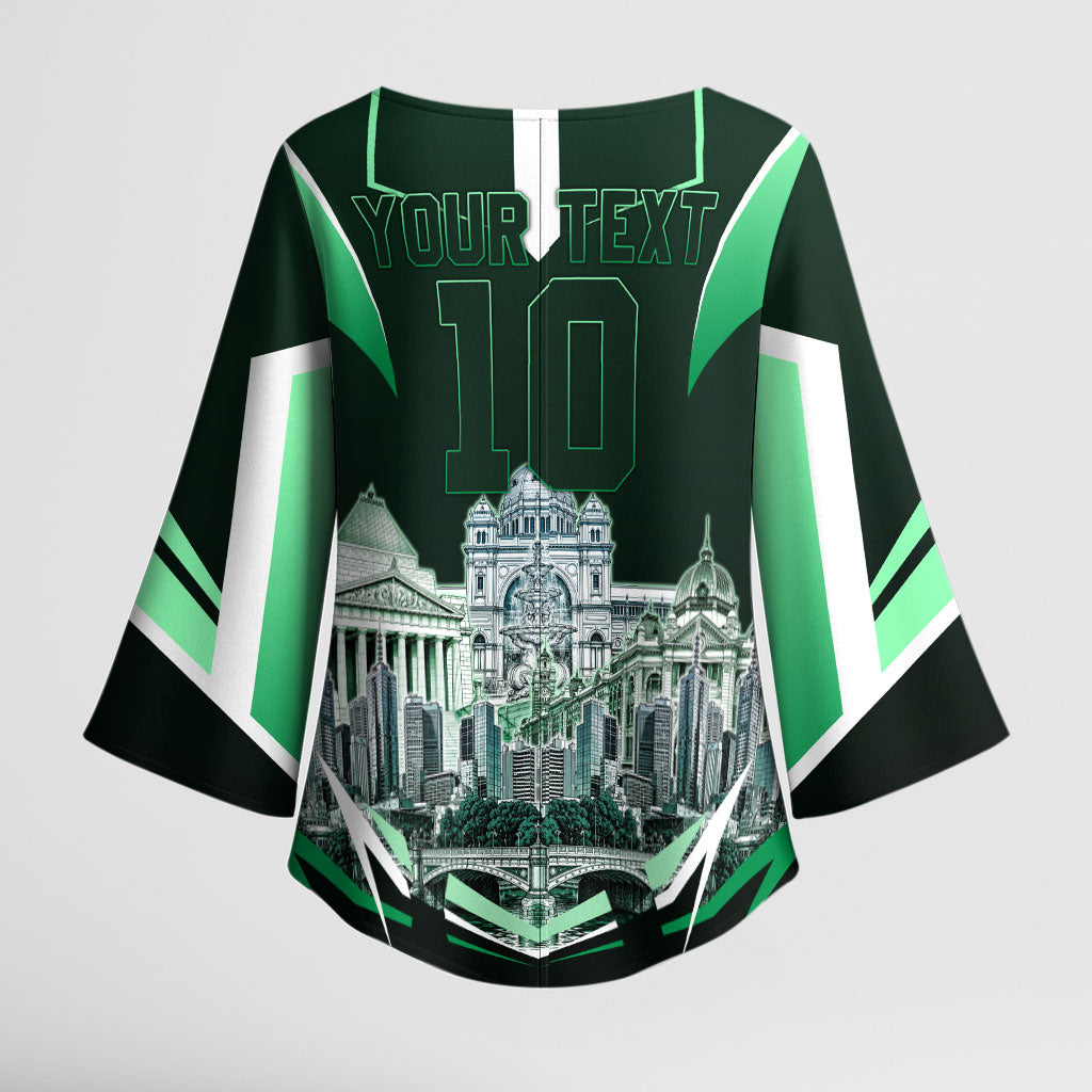 Personalised Melbourne Stars Cricket Mascot Skyline Kimono Sleeve Blouse Comic Style Superhero Mascot Fan Art Graphic