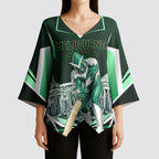Personalised Melbourne Stars Cricket Mascot Skyline Kimono Sleeve Blouse Comic Style Superhero Mascot Fan Art Graphic