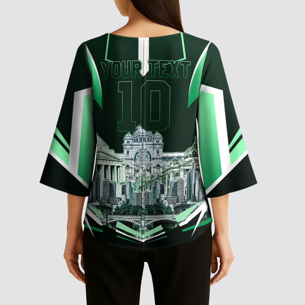 Personalised Melbourne Stars Cricket Mascot Skyline Kimono Sleeve Blouse Comic Style Superhero Mascot Fan Art Graphic