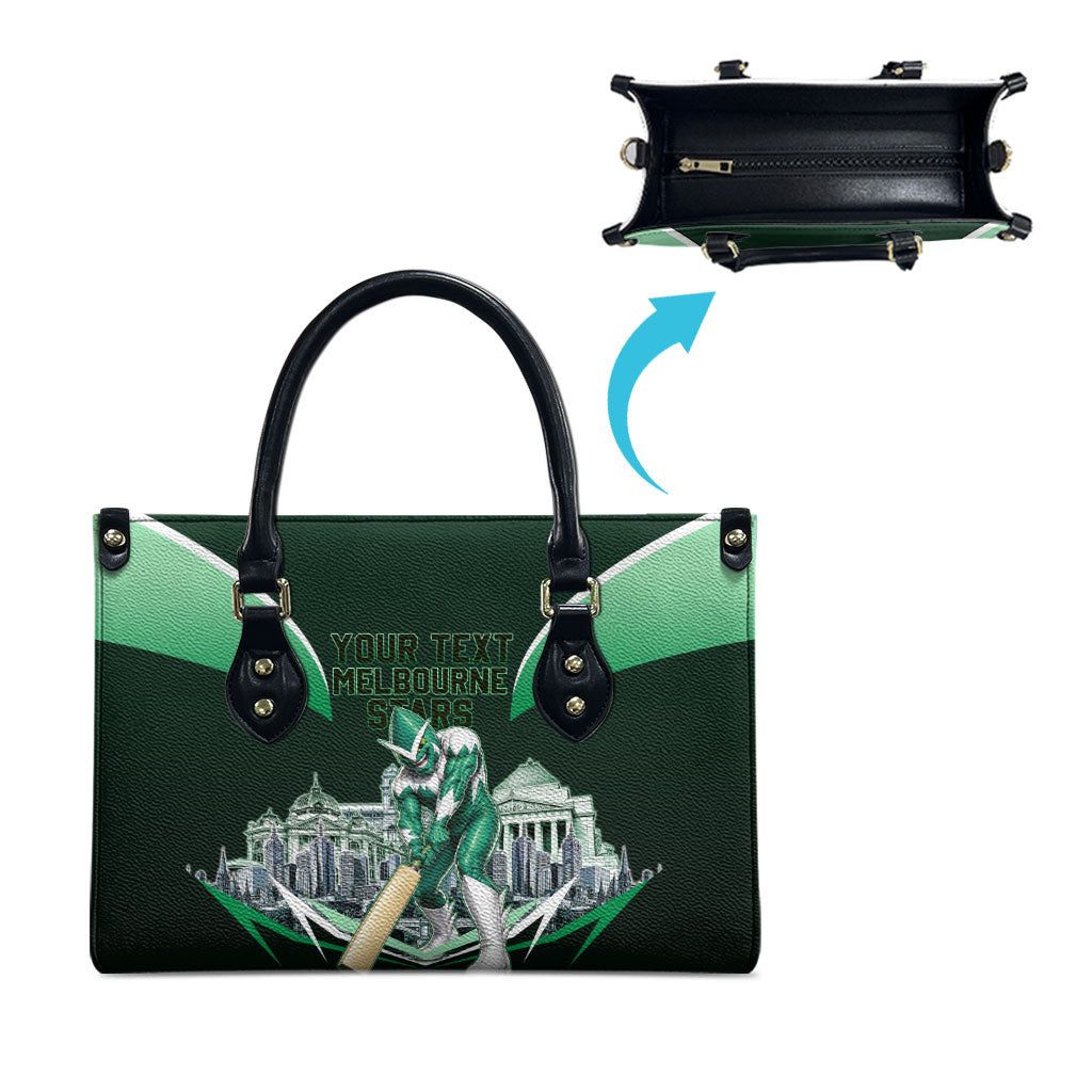 Personalised Melbourne Stars Cricket Mascot Skyline Leather Bag Comic Style Superhero Mascot Fan Art Graphic
