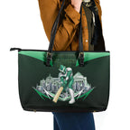 Personalised Melbourne Stars Cricket Mascot Skyline Leather Tote Bag Comic Style Superhero Mascot Fan Art Graphic