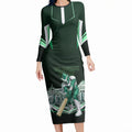 Personalised Melbourne Stars Cricket Mascot Skyline Long Sleeve Bodycon Dress Comic Style Superhero Mascot Fan Art Graphic