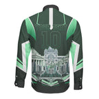 Personalised Melbourne Stars Cricket Mascot Skyline Long Sleeve Button Shirt Comic Style Superhero Mascot Fan Art Graphic
