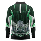 Personalised Melbourne Stars Cricket Mascot Skyline Long Sleeve Polo Shirt Comic Style Superhero Mascot Fan Art Graphic