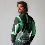 Personalised Melbourne Stars Cricket Mascot Skyline Long Sleeve Polo Shirt Comic Style Superhero Mascot Fan Art Graphic