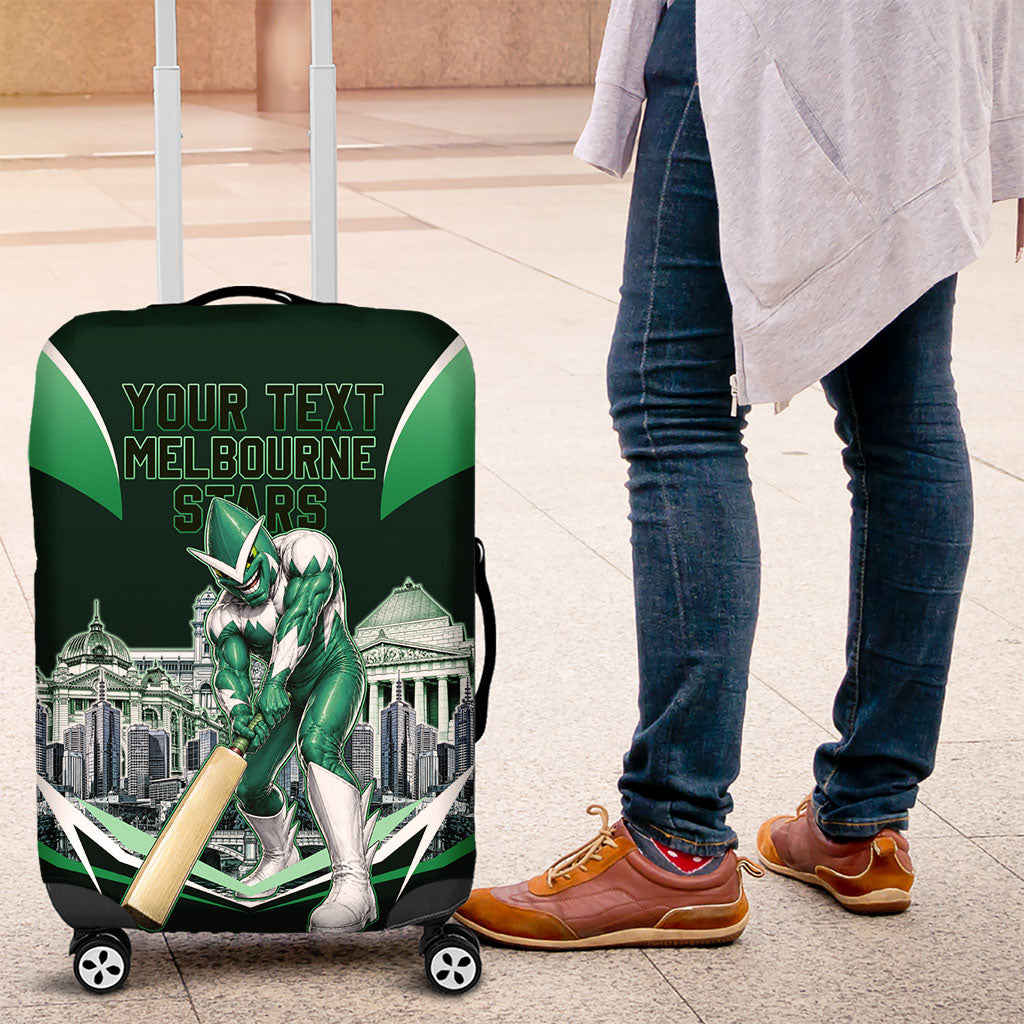 Personalised Melbourne Stars Cricket Mascot Skyline Luggage Cover Comic Style Superhero Mascot Fan Art Graphic