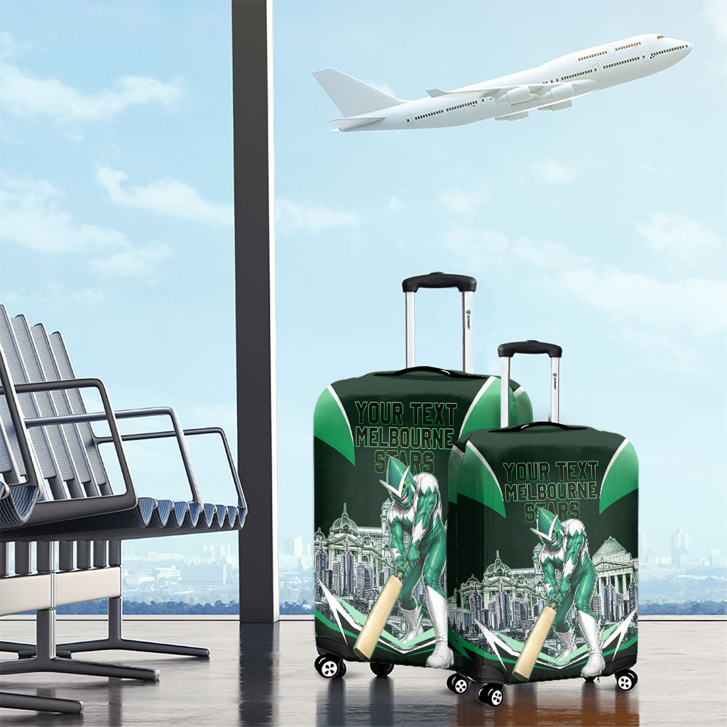 Personalised Melbourne Stars Cricket Mascot Skyline Luggage Cover Comic Style Superhero Mascot Fan Art Graphic